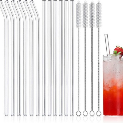 16-Pack Reusable Glass Straws w/ Brush