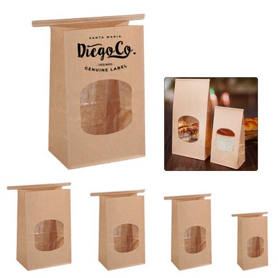 Clear Window Waterproof Kraft Toast Bag