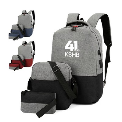Three Piece Business Bag With USB Charging
