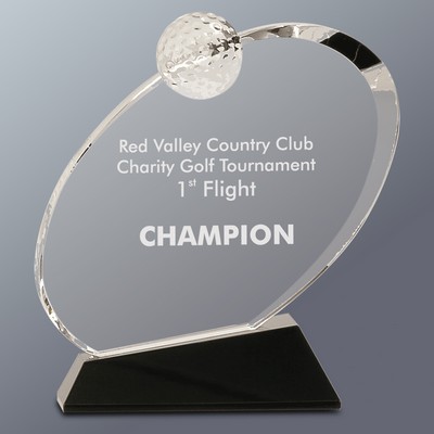 Crystal Oblong Golf Award, Large (6-1/2"x7-1/4"H)