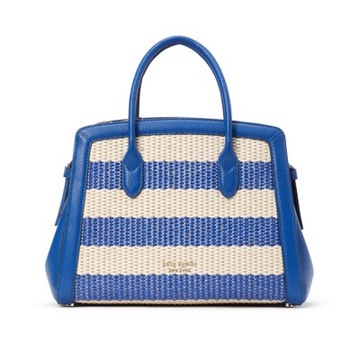 kate spade new york Knott Striped Woven Medium Satchel - Classic Blue Multi