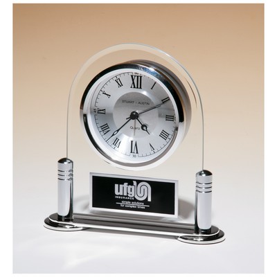 Glass Upright w/Feet & Top, Metal Goldtone Columns