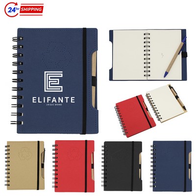 Environmental Kraft Paper Spiral Notebook & Pen Set