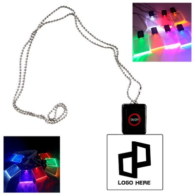 Led Stainless Steel Lanyard W/ Acrylic Badge