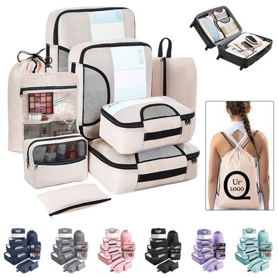 Eight-Piece See-Through Travel Organizers W/ Grab Handle
