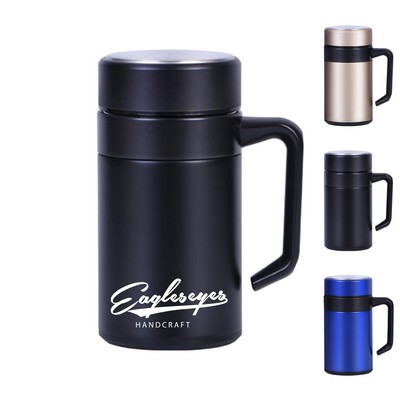 16oz Stainless Steel Vacuum Insulated Coffee Mug with Handle and Airtight Lid