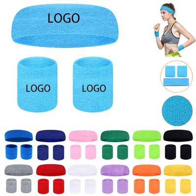 Sports Headband and Wristband Towel 3pcs