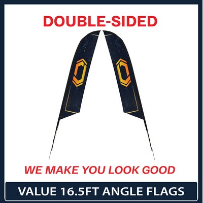 Value 16.5' Angle Flag - Double Sided w/Spike Base and Carry Bag