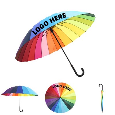 Rainbow Long Handle Straight Umbrella