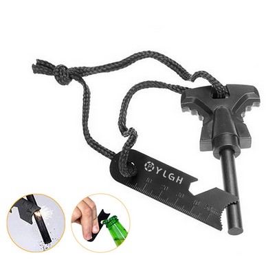 Short Rod Fire Starter With Multi Tool Kit