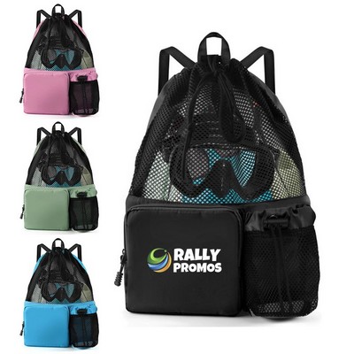 Mesh Drawstring Sports Swim Backpack