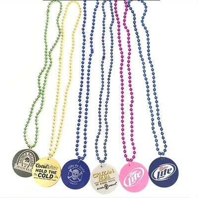 33" Mardi Gras Beads Necklace with logo Medallion
