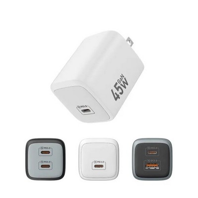45W Dual USB-C Fast Charging Wall Adapter