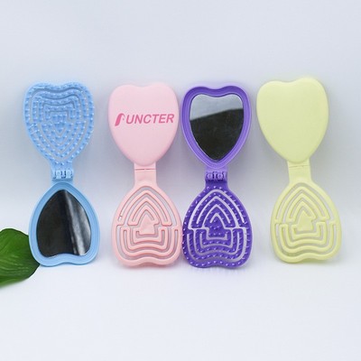 2 - in - 1 Heart Shape Foldable Mirror Comb