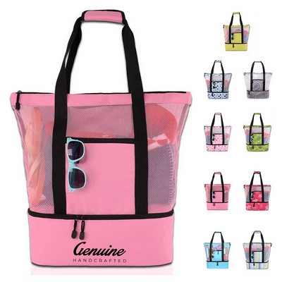 Mesh Tote Bag with Zip Pocket