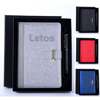 A5 PU Leather-Bound Business Notebook Writing Journal Executive Notebook Gift Set