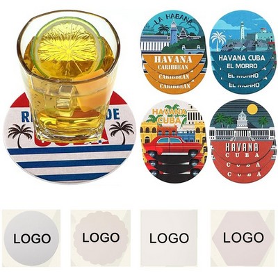 4" Custom Shape Full Color Disposable Paper Coasters (40pt)