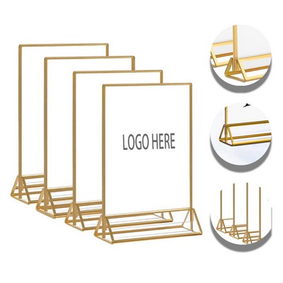 Custom A5 Acrylic Gold-Wrapped Sign Holder 