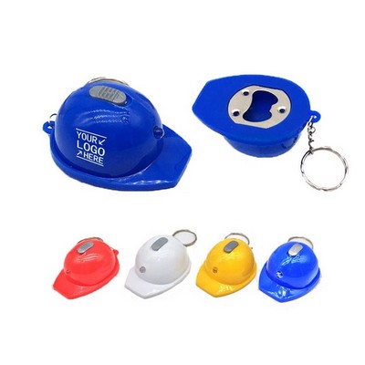 Mini Helmet Flashlight Construction Keychain
