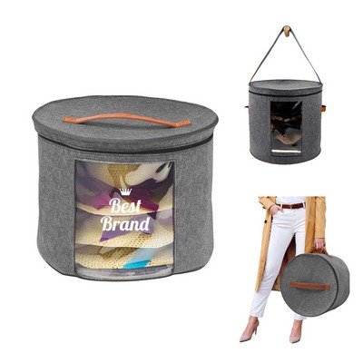 Foldable Round Hat Storage Box with Dustproof Lid