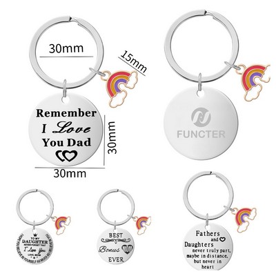 Custom Metal Round Key Chain W/ Rainbow