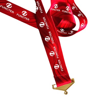 Metal Buckle Lanyard With Red Stripe