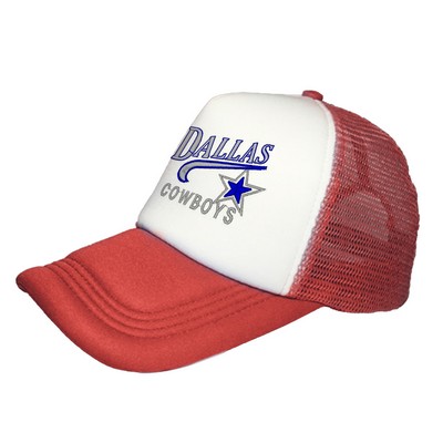 Sponge & Mesh Cloth Cap with Custom Embroidery and Rubber Closure