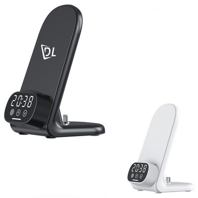 15W Qi Fast 3 in 1 Wireless Charger Phone Stand with Clock