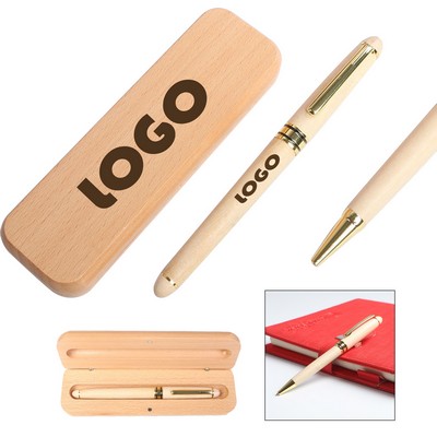 Luxury Maple Wooden Ballpoint Pen with Box Set