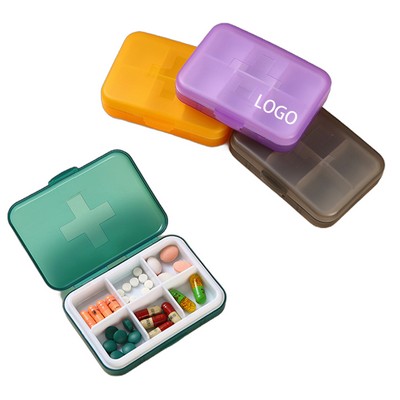 Portable 6-Compartment Cross Pill Box