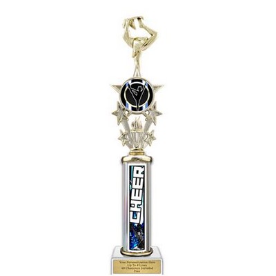 20" Action Matrix Blue Cheer 1 Column Trophy