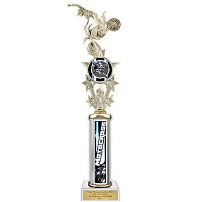 20" Action Matrix Blue Motocross Blue 1 Column Trophy