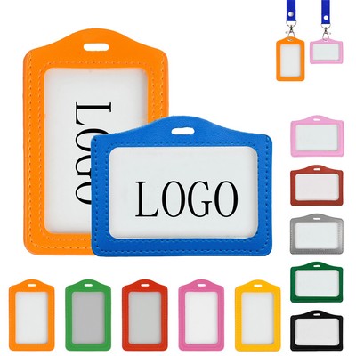 PU Leather Vertical ID Card Holder Badge