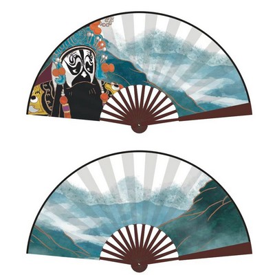 8" Foldable Hand Fan Fabric Cloth Double Face Printed