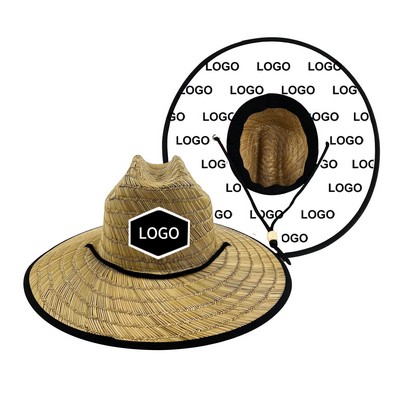 MOQ 50PCS Lifeguard Beach Sun Straw Hat/Woven Patch