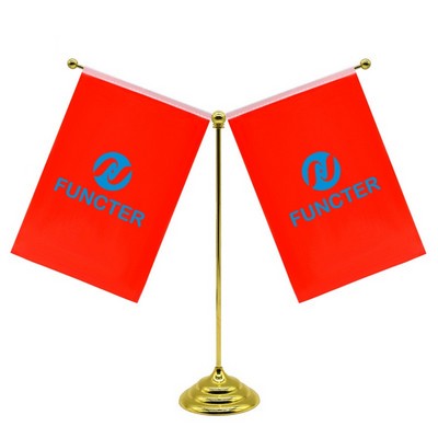Full Color Y Shaped Pole Desk Flag Set