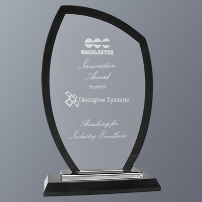 Regal Peak Glass Award with Black Edges and Base, Large (5-1/2"x 9-1/2"H)