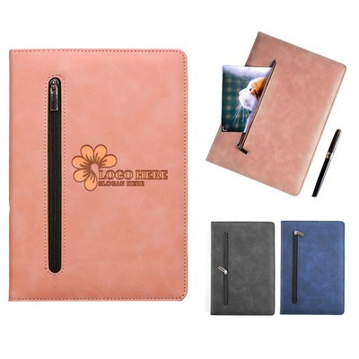 Faux Leather Zipper Pocket A5 Notebook