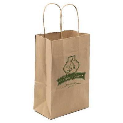 One Color 1-Sided Natural Handle Shopper Paper Bag (5.5" x 8.375" x 3.25")
