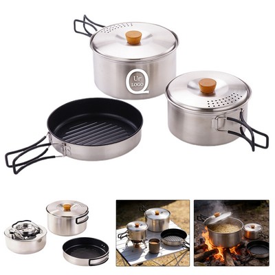 3-Piece Outdoor Camping Foldable Cookware Set