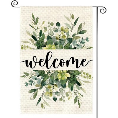 Spring Summer Floral Welcome Garden Flag 12x18" Double Sided Outside