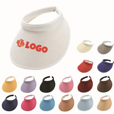 Cotton And Linen Wide Brim Summer Sun Visor