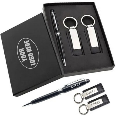 Executive Pen And Leatherette Keychain Gift Sets