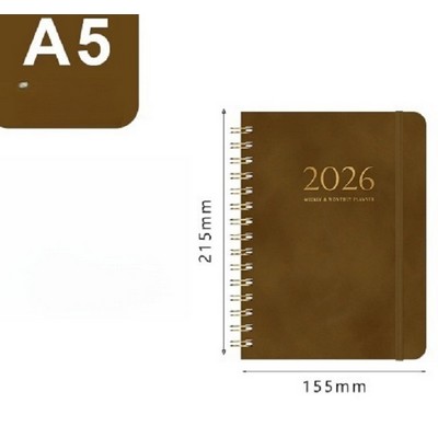 2026 Full Year A5 Weekly Monthly Planner Spiral Notebook with Card Pocket
