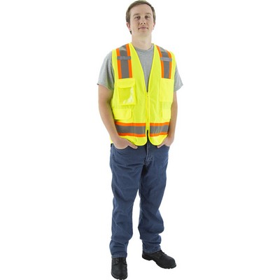 Majestic 75-3243 Hi-Viz Surveyors Vest w DOT Striping, ANSI 2
