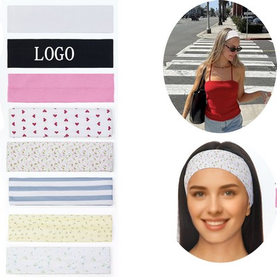 Womens Floral Headbands Non Slip Elastic Fabric Hairbands