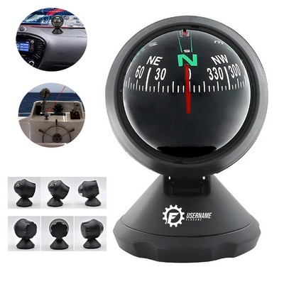 Black Adjustable Ball Night Vision Compass for Car
