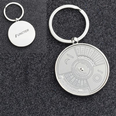 Round 50 Year Perpetual Calendar Metal Keychain