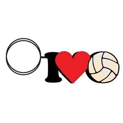 I Love Volleyball Key Chain w/Clear Mirrored Back (2 Square Inch)