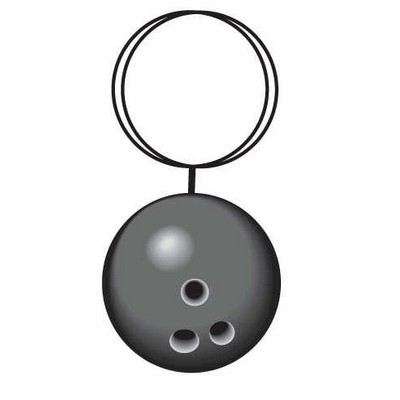 Gray Bowling Ball Key Chain w/Clear Mirrored Back (2 Square Inch)